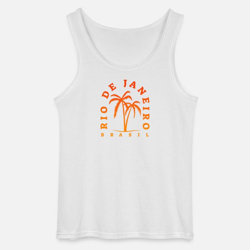 Rio de Janeiro Palm Tree Retro - Gildan Männer Tank Top - Weiß