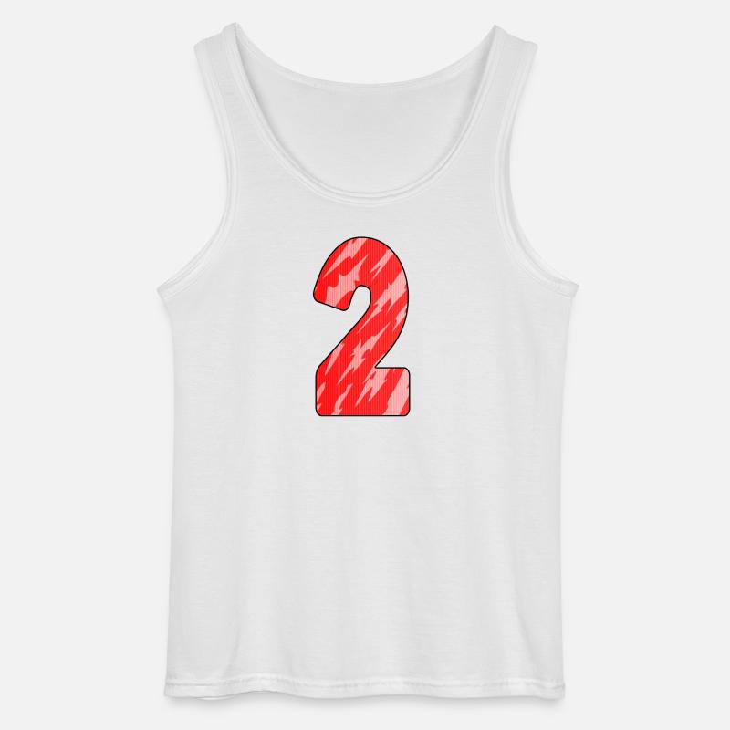 Number 2 Red Pattern - Gildan Men’s Tank Top - white