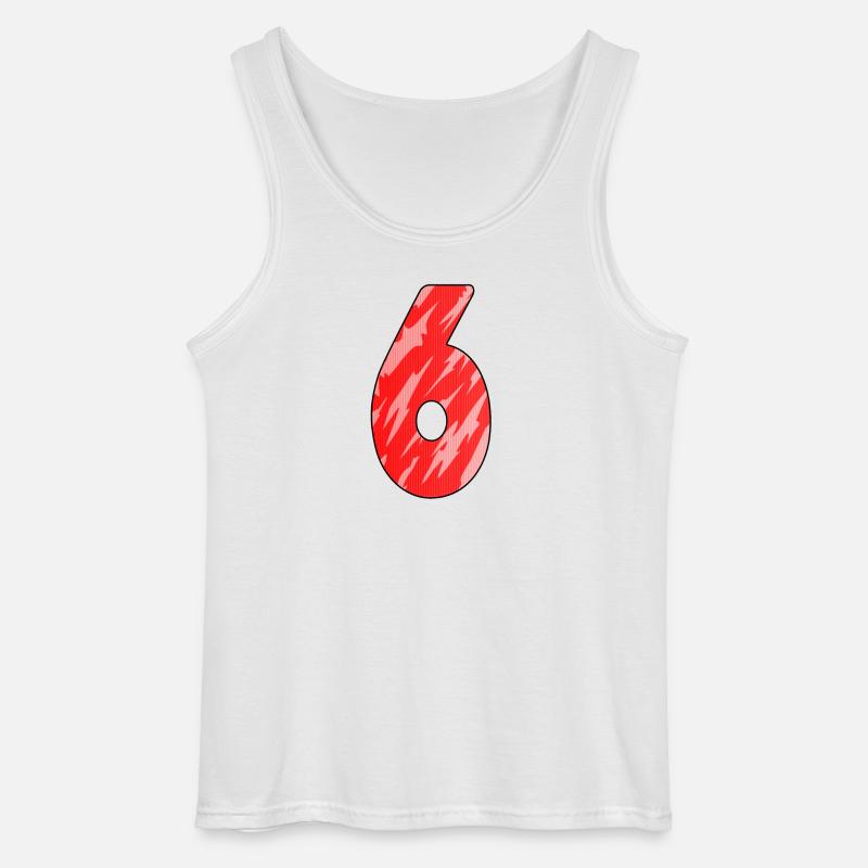 Nummer 6 - 6 Jahre - Gildan Männer Tank Top - Weiß