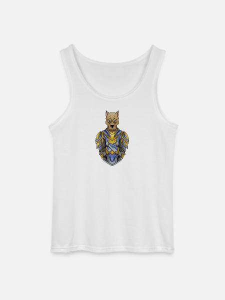 Knight Dog in Medieval Armor - Gildan Men’s Tank Top - white