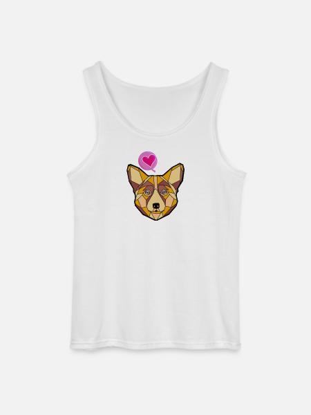 Geometric Dog with Heart - Gildan Men’s Tank Top - white