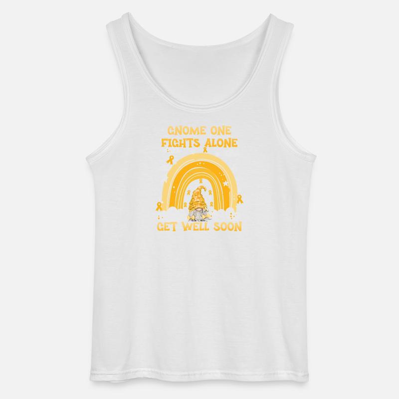 Gnome One Fights Alone Blinddarmkrebs - Gildan Männer Tank Top - Weiß