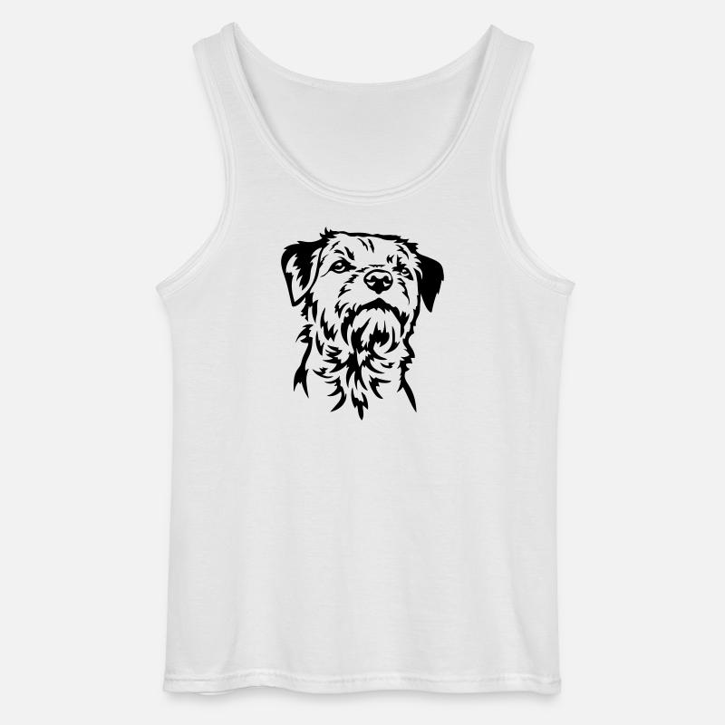 Border Terrier Kopf - Gildan Männer Tank Top - Weiß
