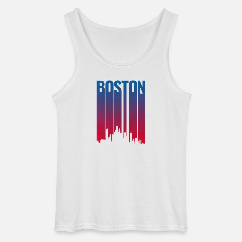 Boston Skyline Gradient Night - Gildan Männer Tank Top - Weiß