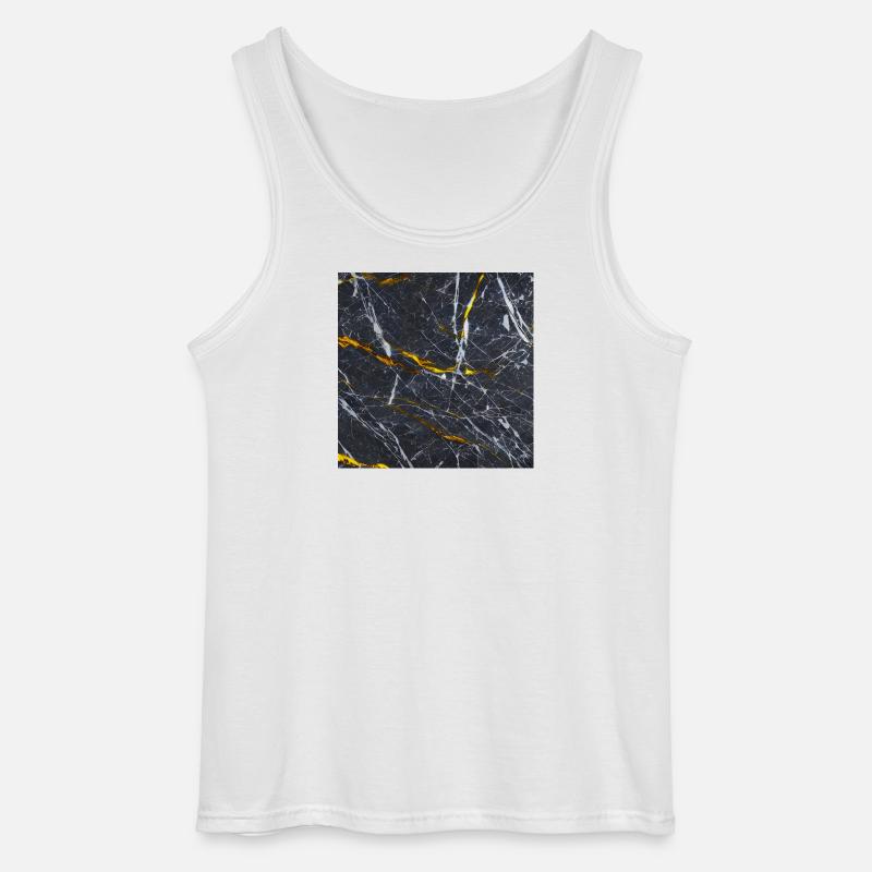 Marmor Schwarz Gold Textur - Gildan Männer Tank Top - Weiß