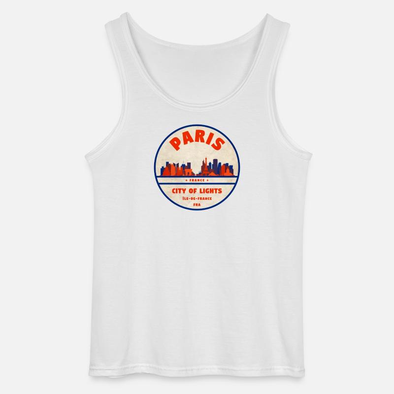 Paris Skyline Badge - Gildan Männer Tank Top - Weiß
