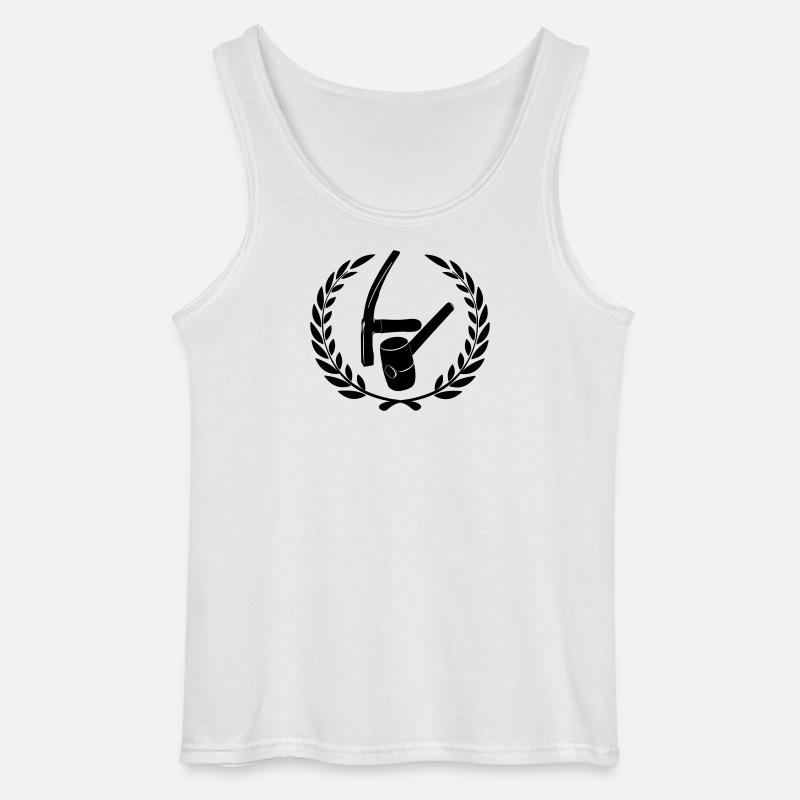 Pflastererlogo in Lorbeerkranz - Gildan Männer Tank Top - Weiß