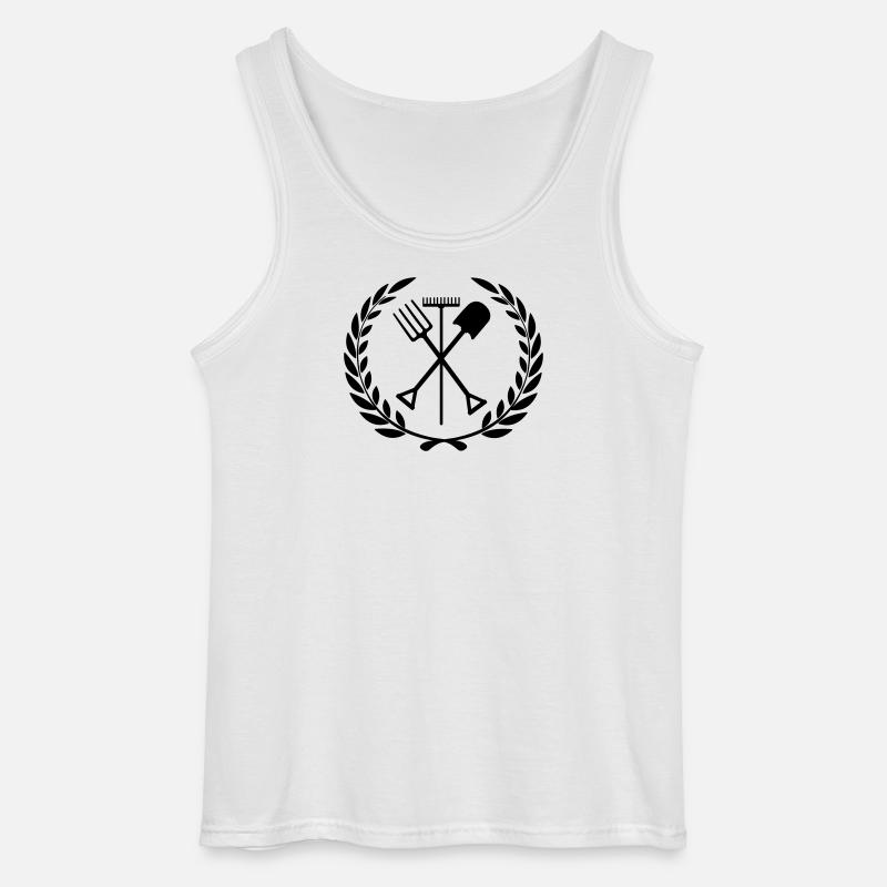 Gartengeräte Rechen, Schaufel, Mistgabel - Gildan Männer Tank Top - Weiß