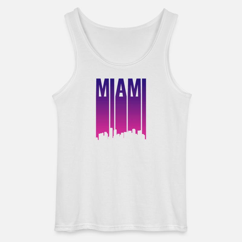 Miami Skyline Gradient Blau Pink - Gildan Männer Tank Top - Weiß