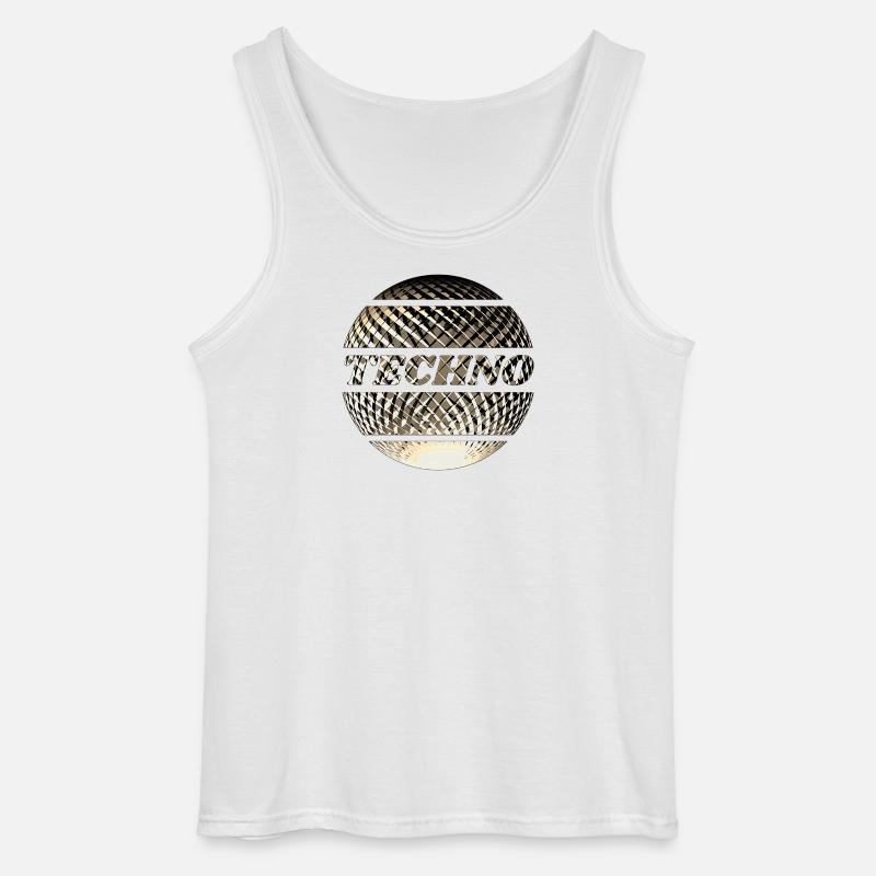 Techno Diskokugel gold - Gildan Männer Tank Top - Weiß