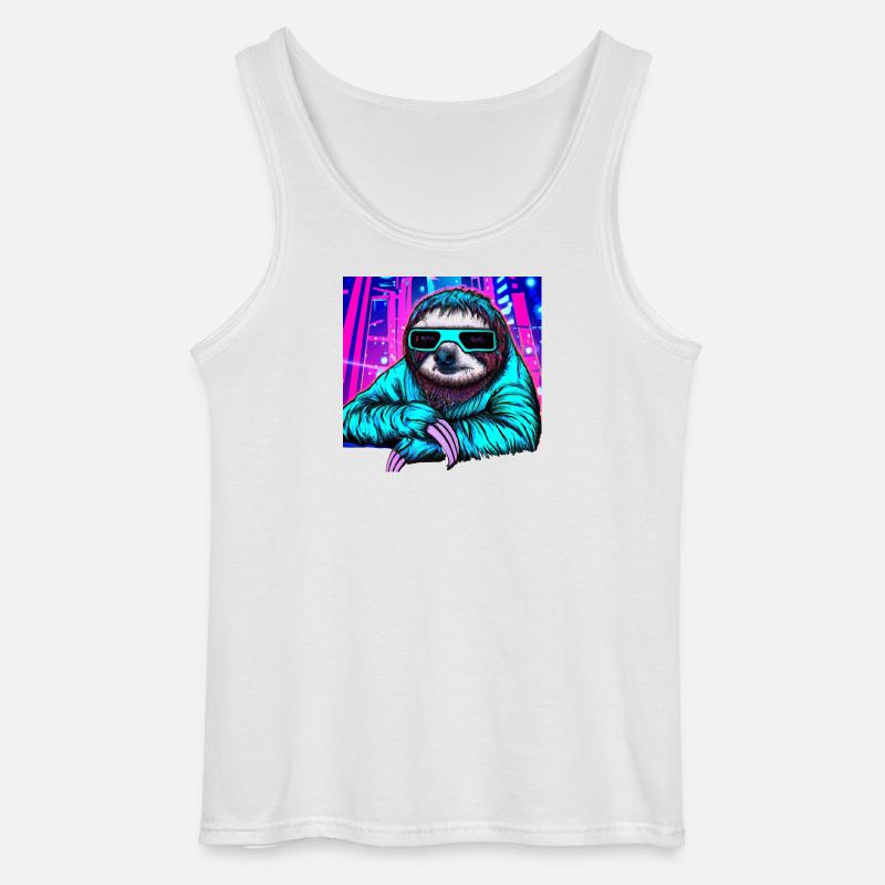 Retrowave Sloth - Ukiyo-e Malerei - Gildan Männer Tank Top - Weiß