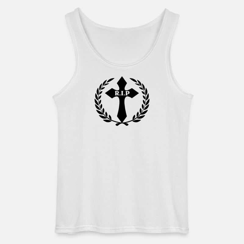 Kreuz im Lorbeerkranz RIP - Gildan Männer Tank Top - Weiß