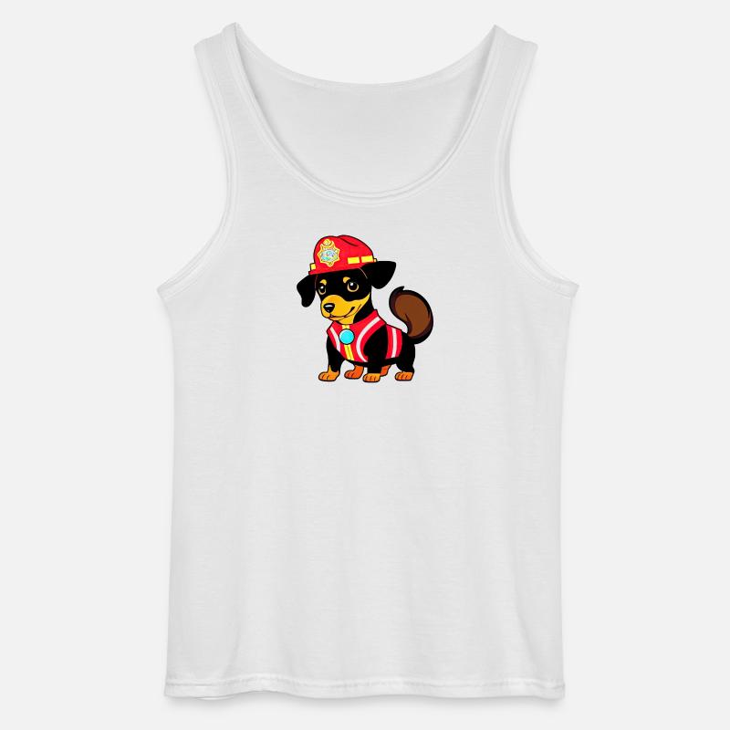 Dackel als Feuerwehrmann - Gildan Männer Tank Top - Weiß