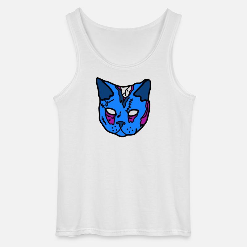 Blauer Katzenmaske Patchwork - Gildan Männer Tank Top - Weiß