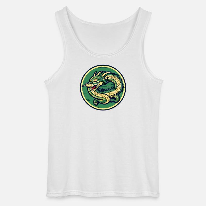 Dragon Crest Circle Patch - Gildan Männer Tank Top - Weiß