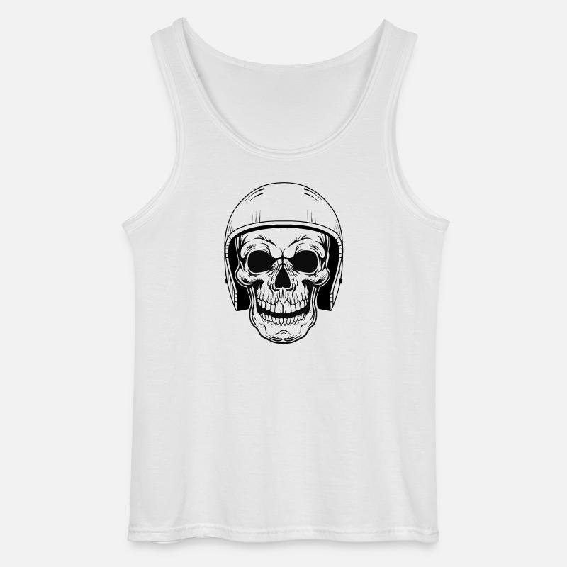 BIKER SKULL - Gildan Men’s Tank Top - white