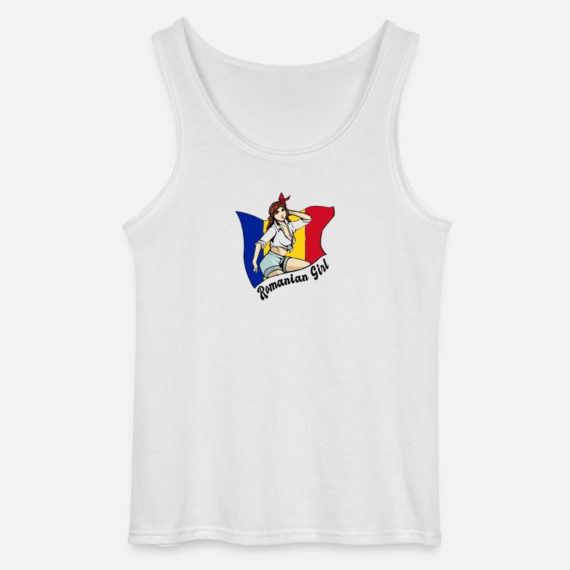 Rumänisches Mädchen Flaggen Design - Gildan Männer Tank Top - Weiß