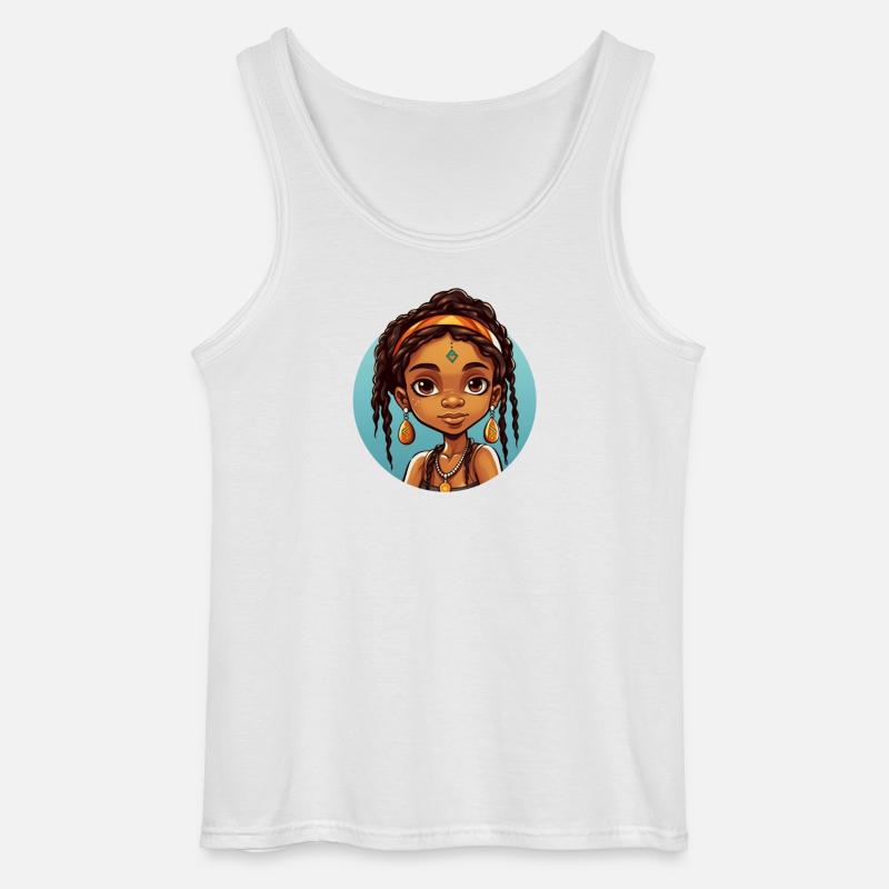 Afro sort barn ung pige etnisk gaveide - Gildan tanktop til mænd - hvid