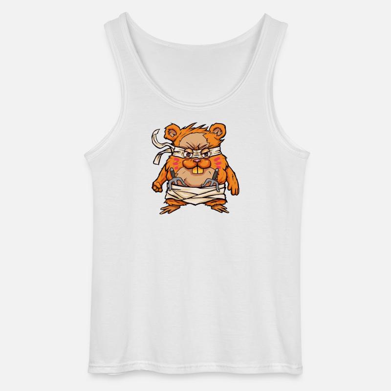 Kawaii Samurai Hamster mit Hamjitsu Schwert - Gildan Männer Tank Top - Weiß