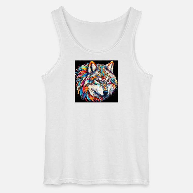 Wolf - Gildan Männer Tank Top - Weiß