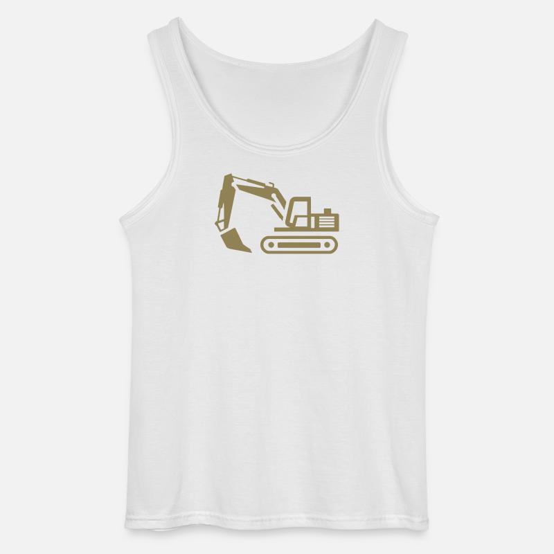 Bagger-Konturen: Silhouette eines Baugeräteführers - Gildan Männer Tank Top - Weiß