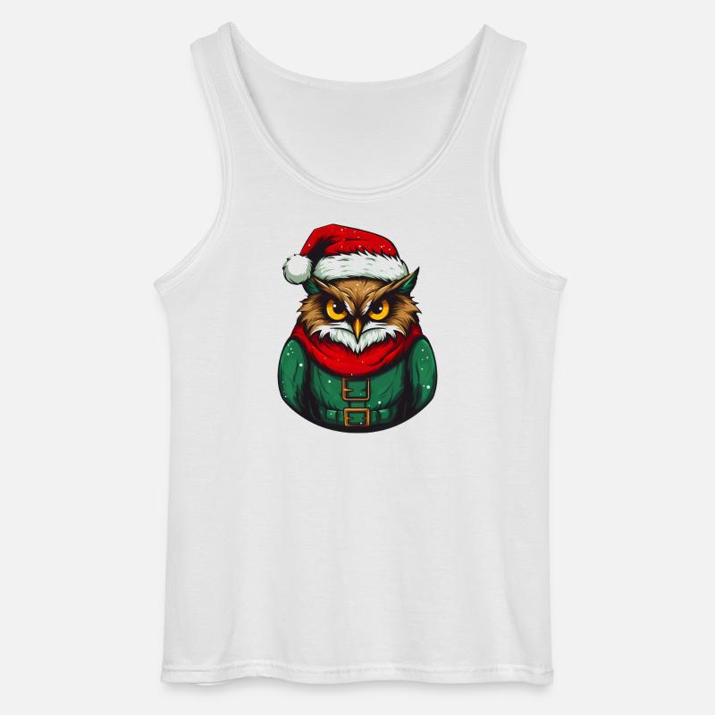 Hibou de Noël en pull vert - Débardeur Gildan Homme - blanc
