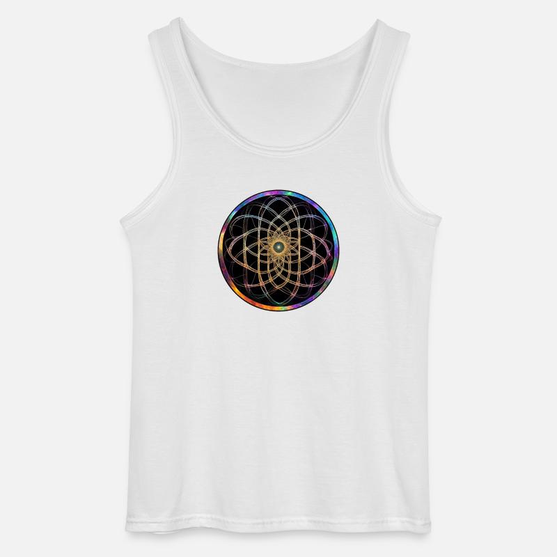 Rainbow Mandala Circle Pattern - Gildan Men’s Tank Top - white