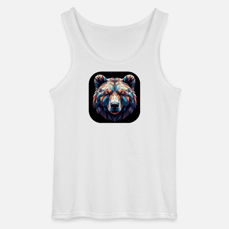 Bär Kopf Polygon bunt farbig - Gildan Männer Tank Top - Weiß