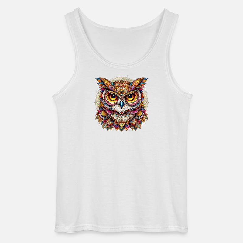 Eule mit Mandalas verziert - Gildan Männer Tank Top - Weiß