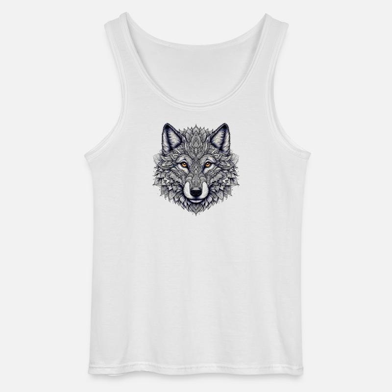 Wolf mit Mandalas verziert - Gildan Männer Tank Top - Weiß