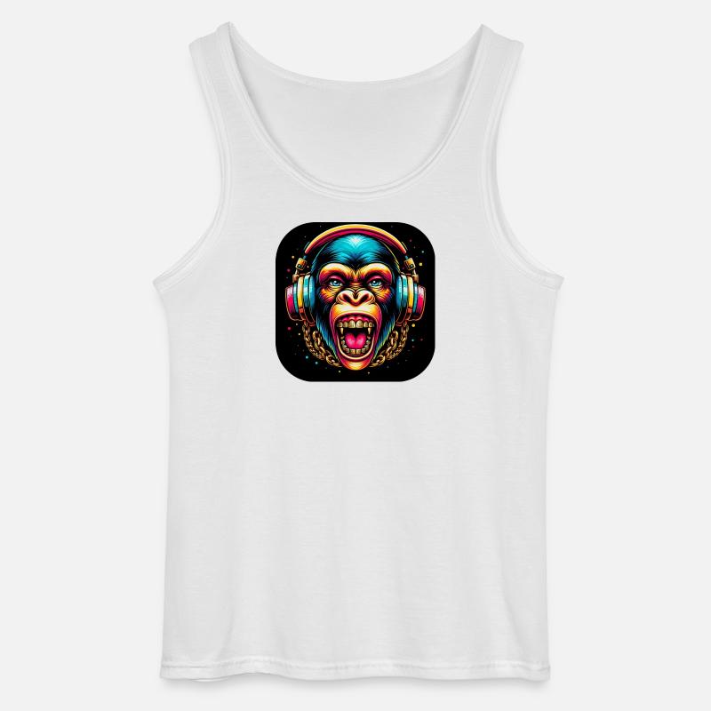 Affe Gefährlich Zähne Kopfhörer - Gildan Männer Tank Top - Weiß