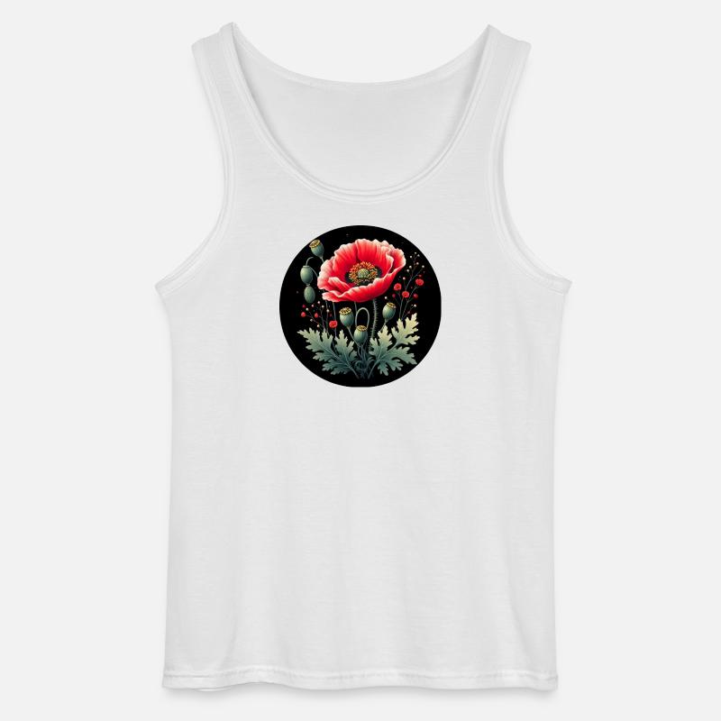 Blumenmotiv Mohnblume Schwarzer Hintergrund - Gildan Männer Tank Top - Weiß