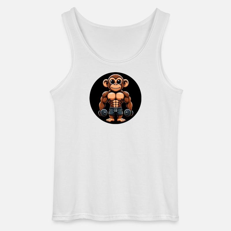 Affe Chimpanse Bodybuilder Training - Gildan Männer Tank Top - Weiß