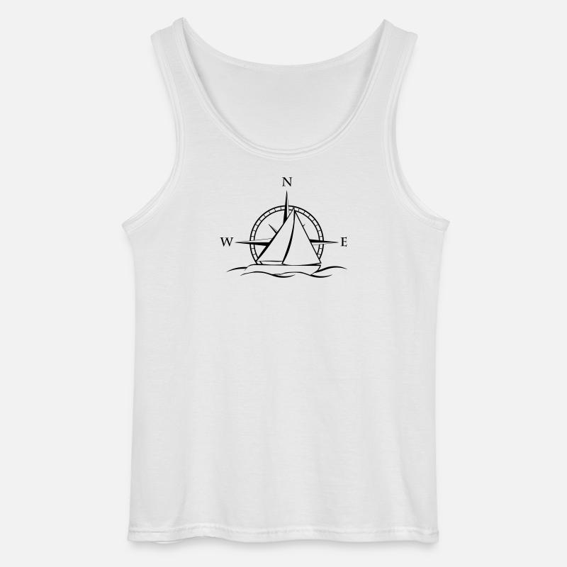 Segelboot mit Windrose neutral schwarz - Gildan Männer Tank Top - Weiß