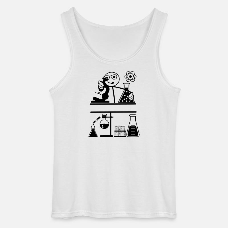 Lab with stickmen looking into microscope - Gildan Men’s Tank Top - white