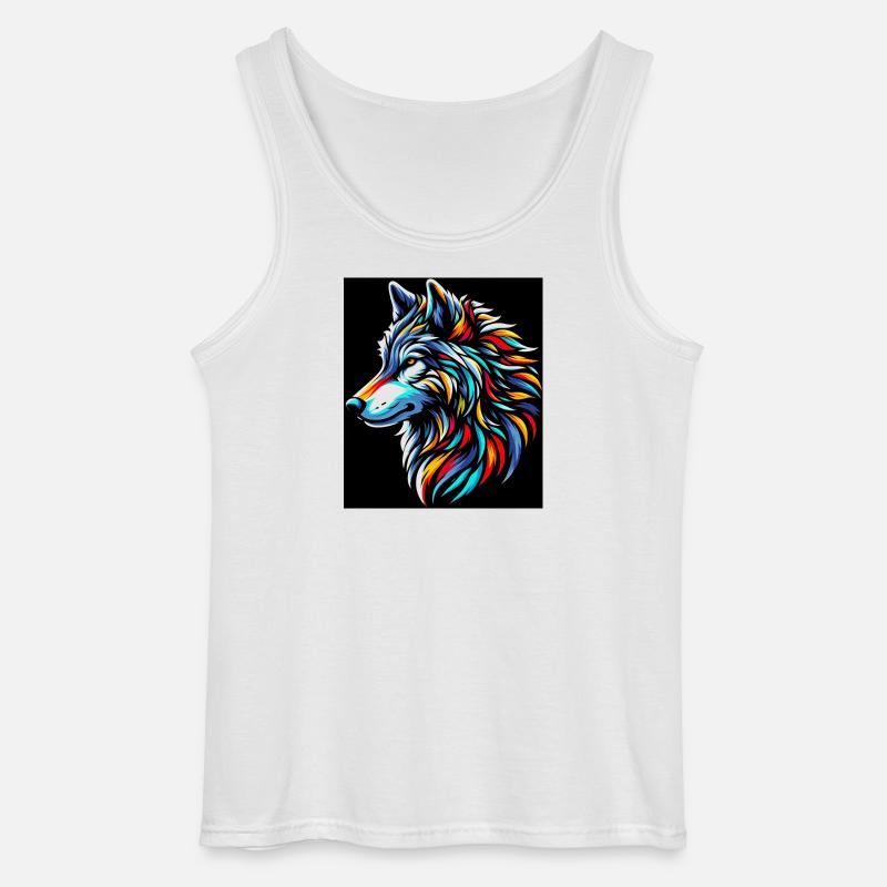 Wolf - Gildan Männer Tank Top - Weiß