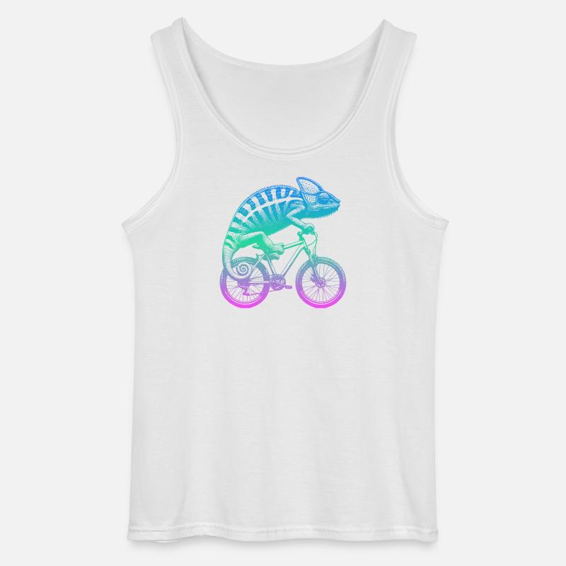 Radfahrendes Chamäleon - Gildan Männer Tank Top - Weiß