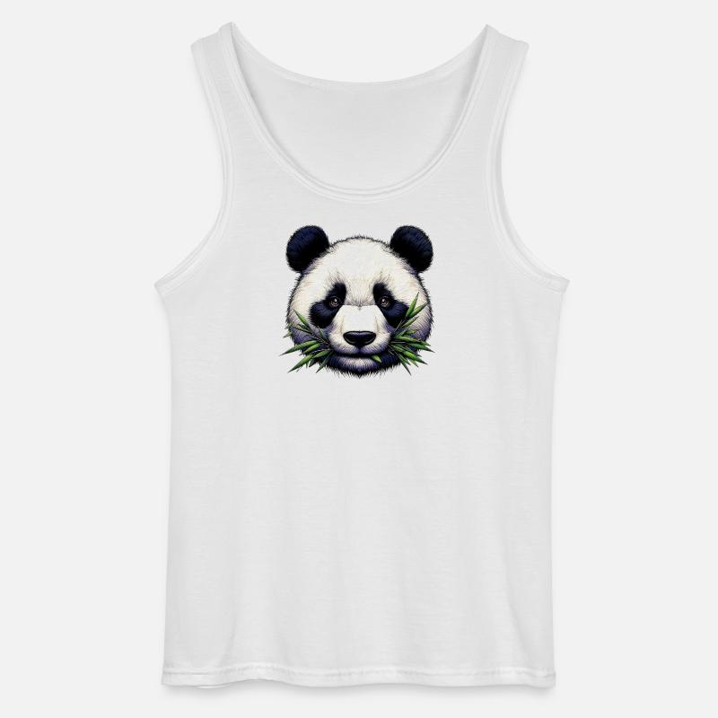 Panda spiser bambus og blade - Gildan tanktop til mænd - hvid