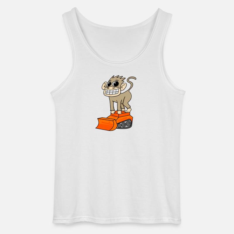 Affe Bagger Baggerfahrer Motiv - Gildan Männer Tank Top - Weiß