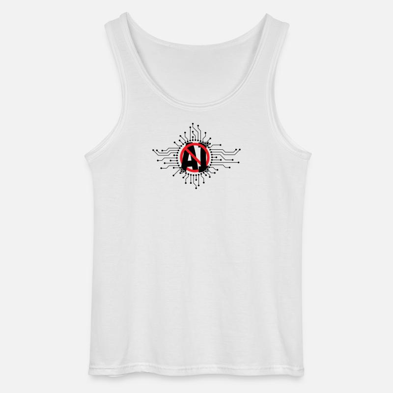 Stop, don't use artificial intelligence, AI. - Gildan Men’s Tank Top - white