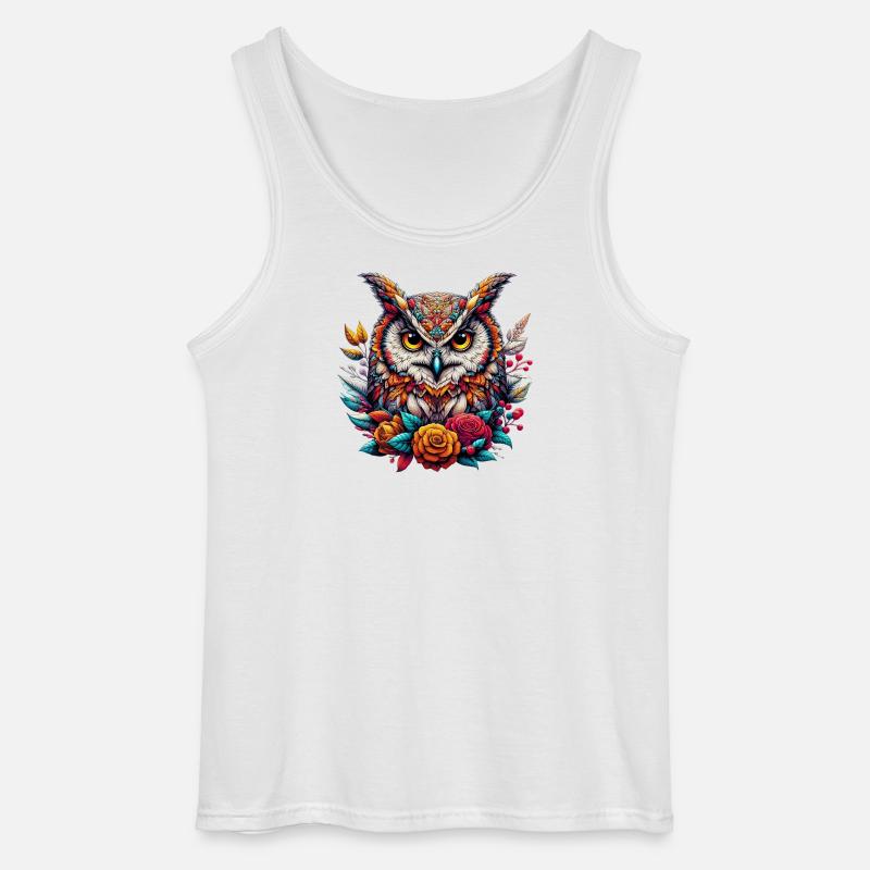 Eule - Gildan Männer Tank Top - Weiß