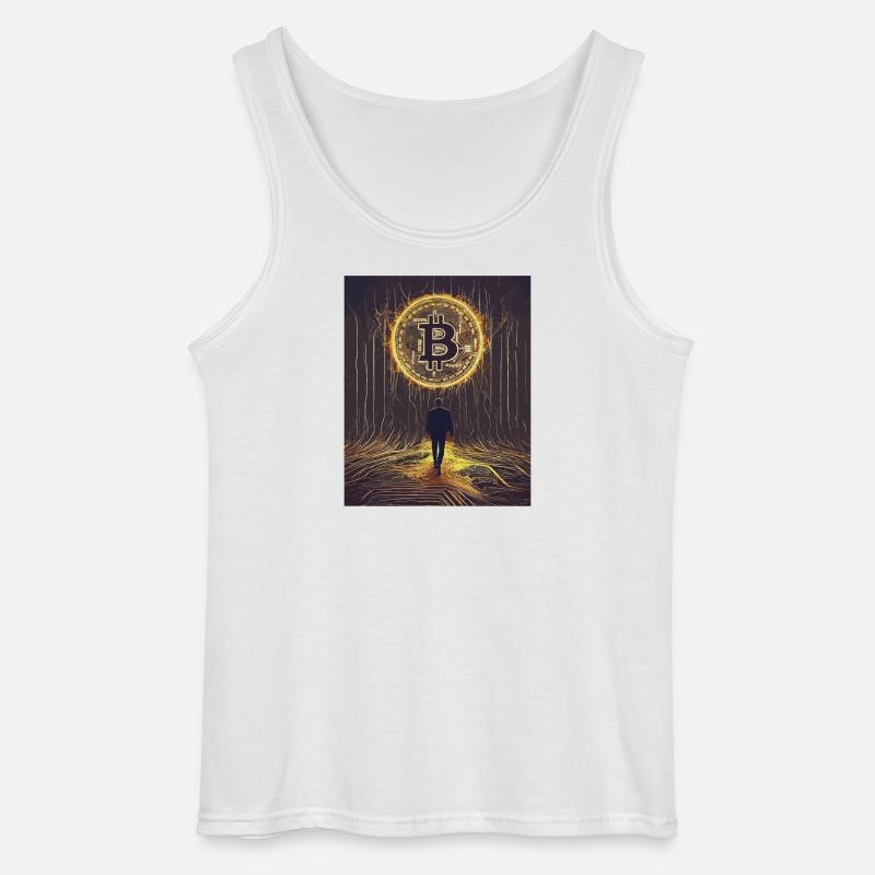 Digital Bitcoin Forest Scene - Gildan Männer Tank Top - Weiß