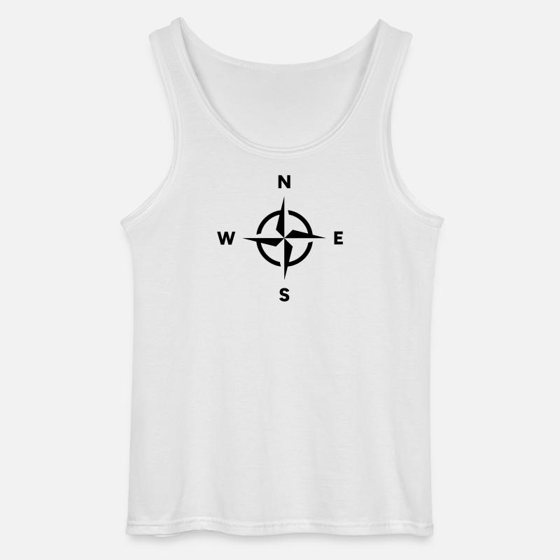 Compass Navigation Orientation Cardinal Direction - Gildan Men’s Tank Top - white