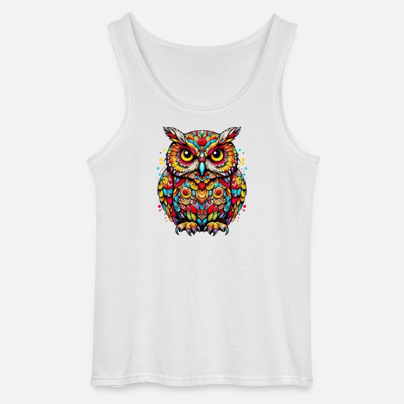 Eule - Gildan Männer Tank Top - Weiß