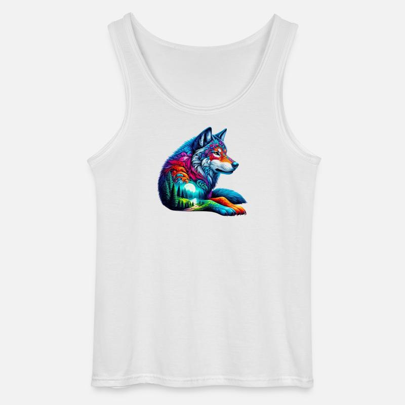 Wolf - Gildan Männer Tank Top - Weiß