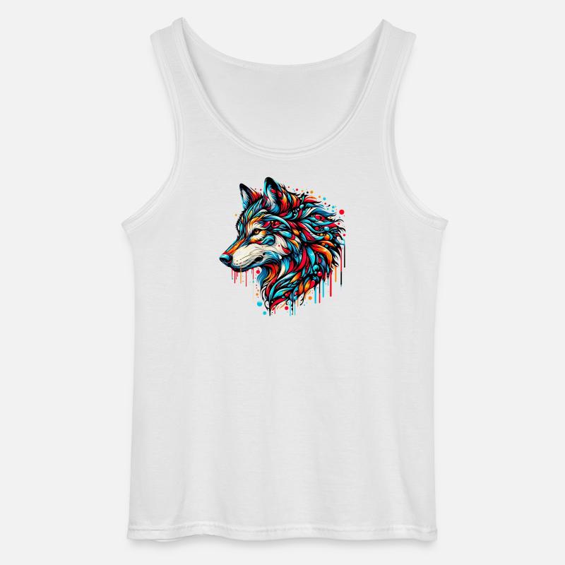 Wolf - Gildan Männer Tank Top - Weiß
