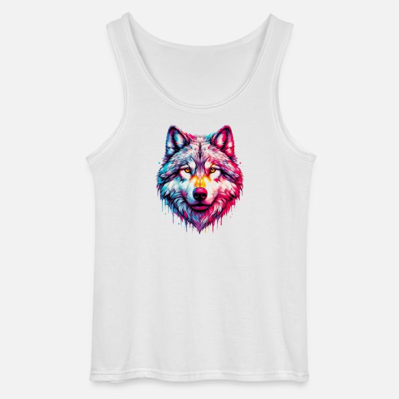 Wolf - Gildan Männer Tank Top - Weiß