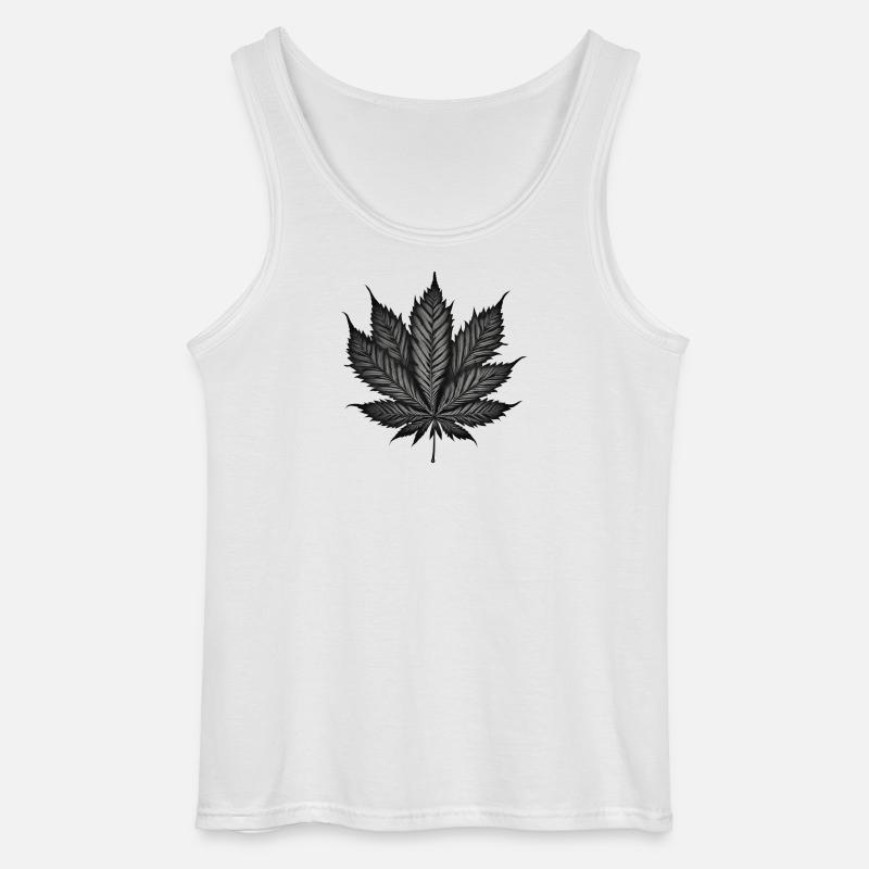 Monochromes Cannabisblatt auf Schwarz - Gildan Männer Tank Top - Weiß