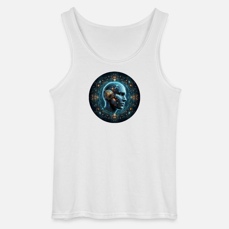 Artificial Intelligence Cyber Head Tech - Gildan Men’s Tank Top - white