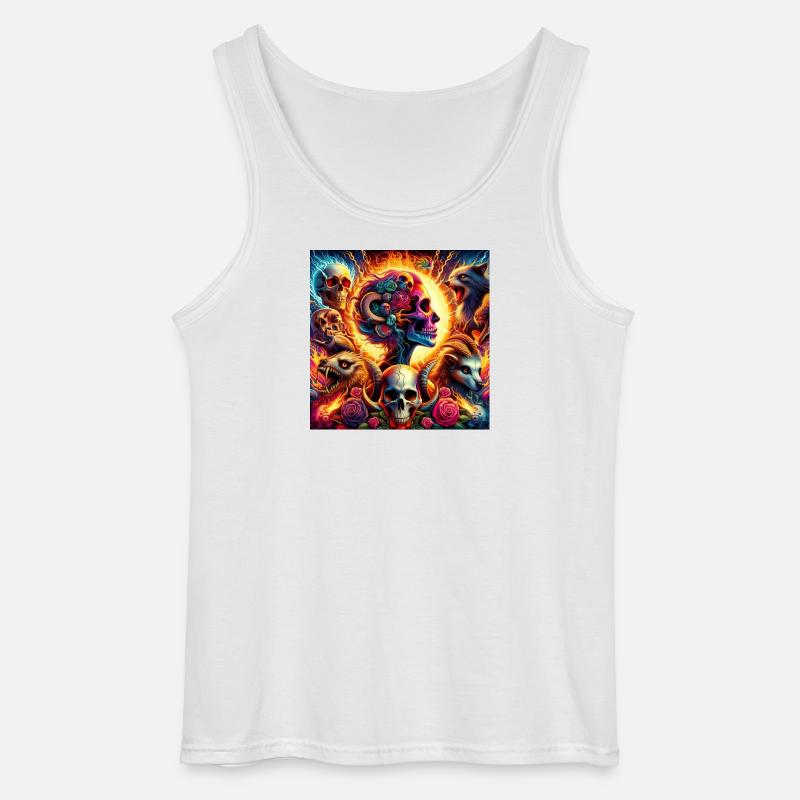 Lebendige Blumenschädel & Chlorole - Gildan Männer Tank Top - Weiß